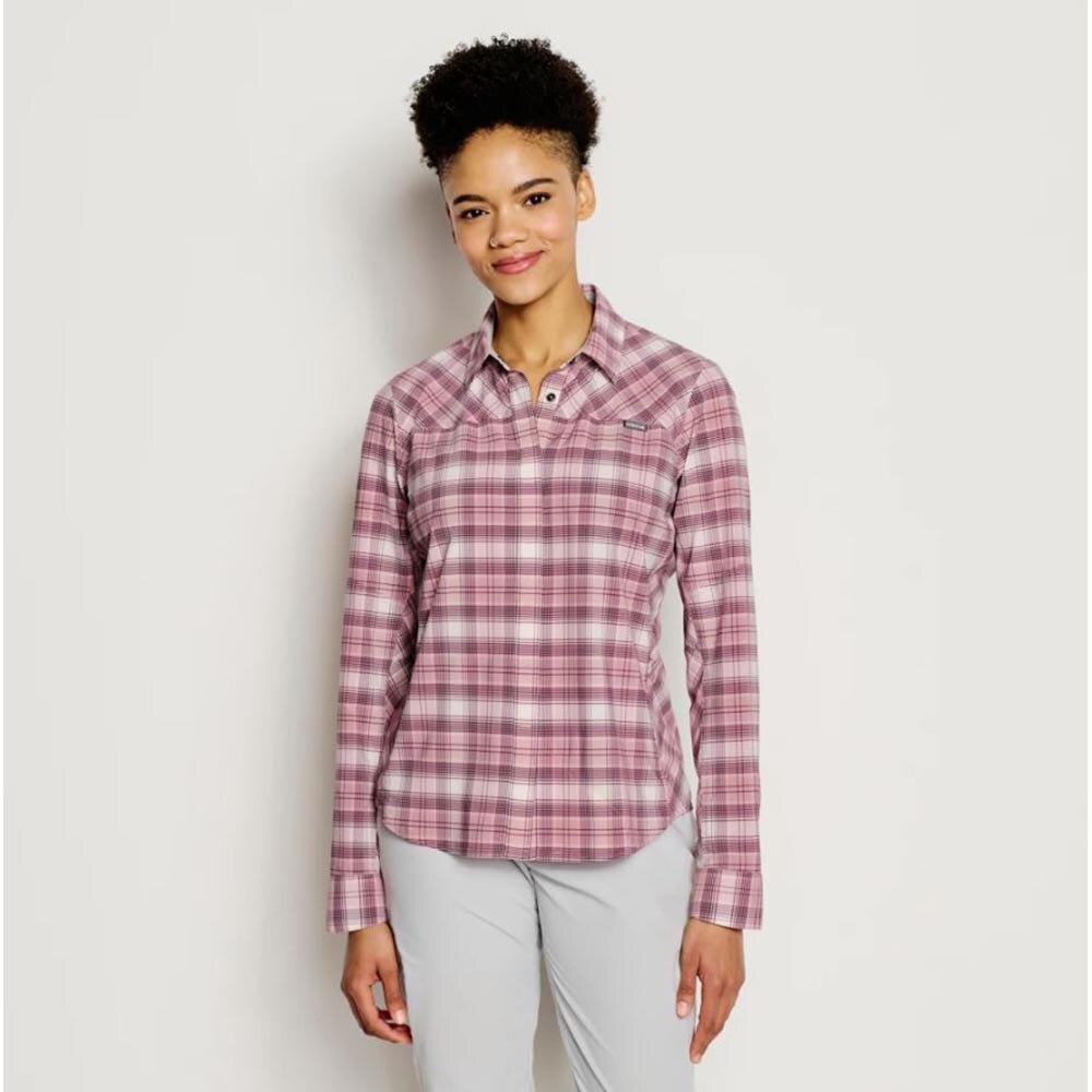 Orvis Pro Stretch Long Sleeve Shirt Women's in Lilac Plaid